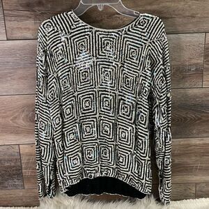 Ladies Black and White Fully Sequined 3/4 Sleeves, See Description